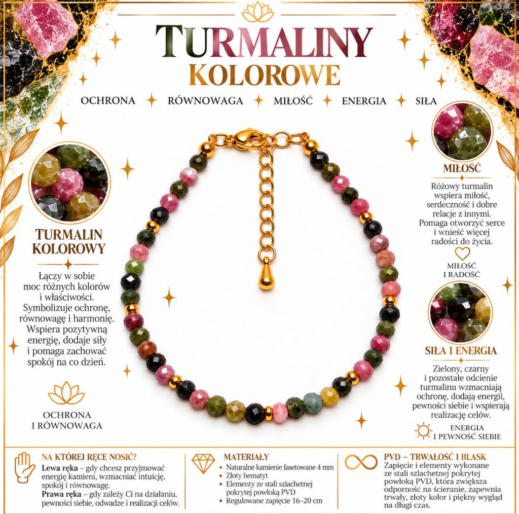 Bransoletka “Ochrona, równowaga i dobra energia” Moc turmalinów 💫