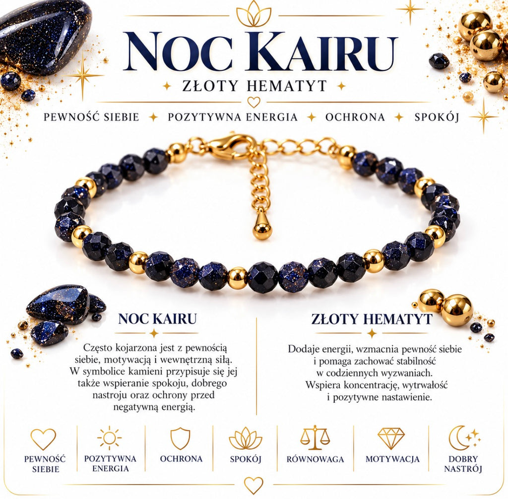 Bransoletka “Pozytywna energia i wewnętrzna siła” Noc Kairu 💫