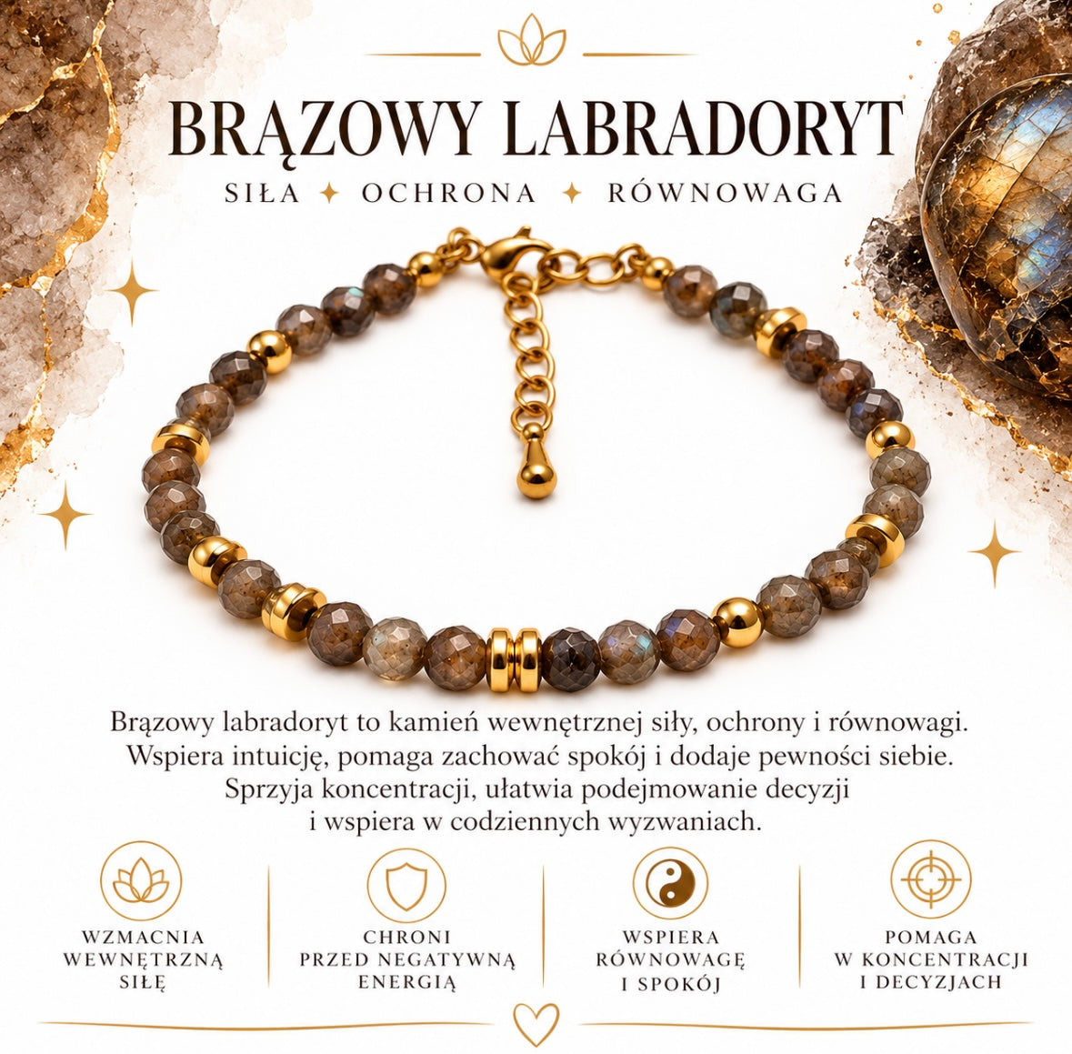 Bransoletka “Redukcja stresu, ochrona” Labradoryt 💫